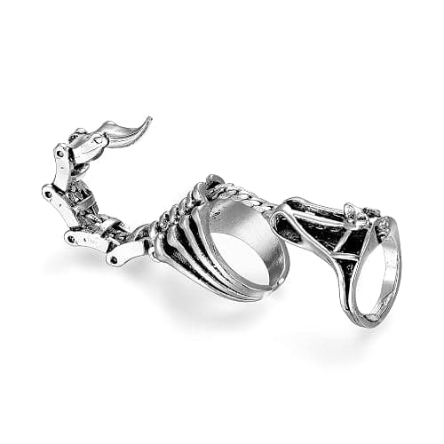 Q&D&S Silver Scorpion Ring Gothic Knuckle Finger Ring Punk Hinged Activity Rings Halloween for women and men - Image 1