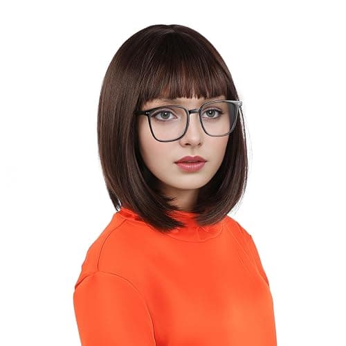 MUPUL Brown Bob Wig Short Brown Wigs for Costume Women Halloween Cosplay | Straight Brown Bob Wig with Bangs Natural Cute Wigs for Daily Costume Party thumbnail 3