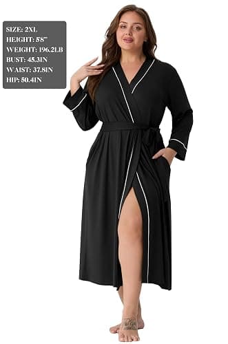 PrinStory Womens Robe Long Knit Bathrobe Lightweight Soft Robes Ladies Bath Robe thumbnail 5