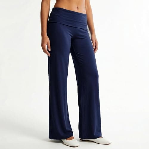 Fold Over Yoga Pants for Women Low Rise Wide Leg Cute Flare Sweatpants | Low Waisted,Lounge Pants,Back to School Clothes for Teen Girls thumbnail 4