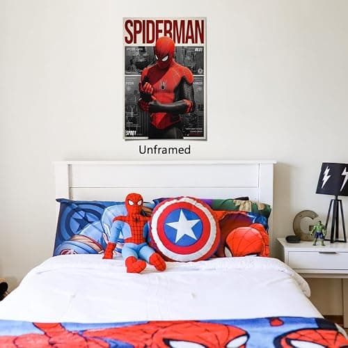 COMOR MOVIE Spiderman Poster For Fans Kids Birthday Party Decorations Gitfs-Spider-Man Wall Art-Spiderman Wall Decor-Canvas Prints Picture For Teen Boy Girls Bedroom Decor thumbnail 5