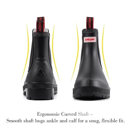 SUREWAY Women's Short Ankle Rain Boots,Waterproof Rubber Garden Shoes,Slip Resistant Chelsea Rain Boots For Ladies thumbnail 4