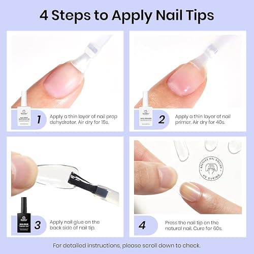 Beetles Gel Nail Glue Kit Nail Dehydrator and Primer 3Pcs 10ml | Acid & HEMA Free Professional Prep for Press On Nails, Nail Tips and Extensions Gifts for Women thumbnail 8