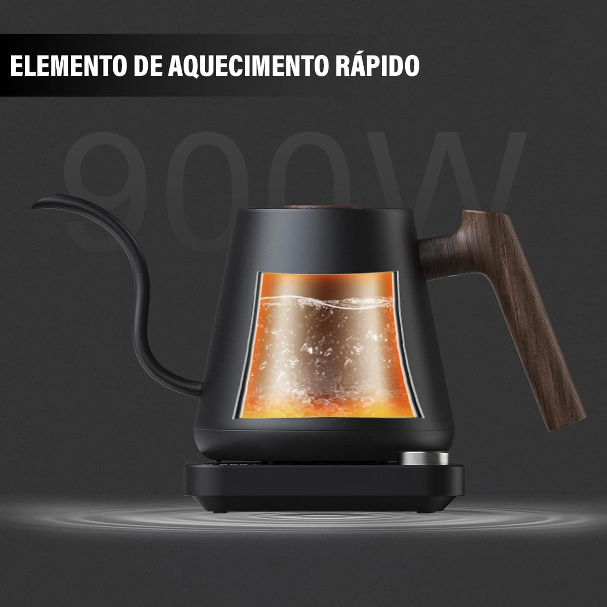 Chaleira Elétrica Gooseneck ComTermostato 600ml Para CafÃé Chá EChimarrǎo 127V,Cor Preto thumbnail 4