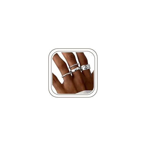 Fansilver Stackable Chunky Gold Rings for Women Non Tarnish Dainty 14K Gold Plated Stacking Thumb Rings Set Trendy Gold Wedding Band Ring Size 5-11 - Image 1