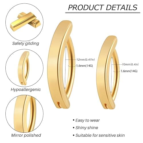 supsiah 14G Clicker Belly Button Ring，Surgical Stainless Steel Hinged Belly Button Rings Belly Barbell Piercing Navel Barbell Body Jewelry 2PCS thumbnail 2