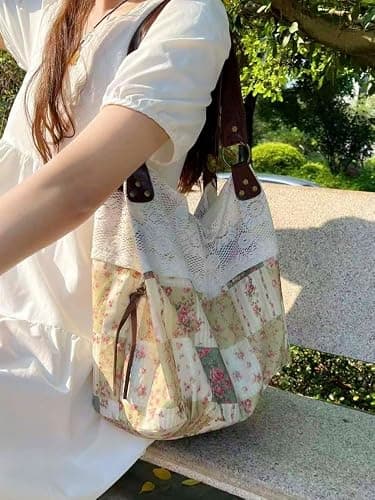 Hobo Bag for Women Vintage Bag Cottagecore Lace Tote Bag Hobo Tote Handbag thumbnail 4