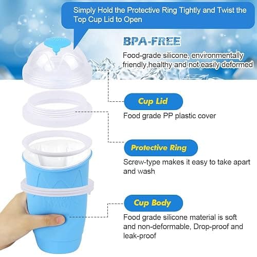 susimond Premium Slushy Maker Cup, Durable Slushie Maker Cup for Christmas with Cup Brush Straw and Spoon, Portable Quick Frozen Smoothies Squeeze CoolingCup for Milk Drinks and Juices thumbnail 3
