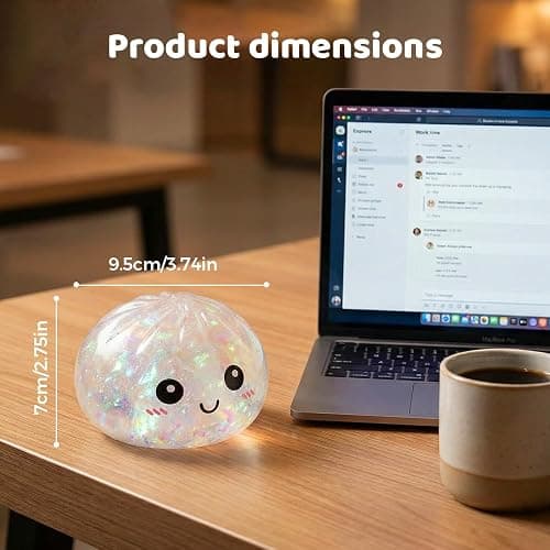 Giant Dumpling Squishy, 2026 Soft Dumpling Stress Ball with Steamer Box, Easter Gift Squeeze Stress Relief Sensory Figure Decor for Desk Office Home Relaxation (White+Gold) thumbnail 3