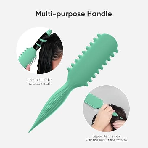 AM8:00 Curl Defining Brush,9Rows Premium Styling Hairbrush for Curly Hair, Enhances Curls Definition & Separation, (Green) thumbnail 4