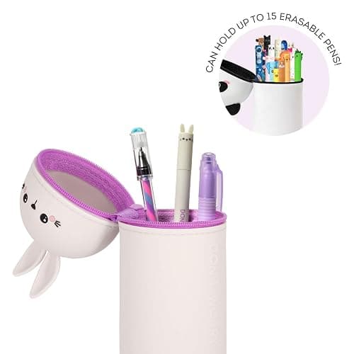 Legami - Estuche escolar Kawaii 2 en 1 de silicona blanda, tema Bunny, portabolígrafos de mesa, cremallera, lápices de colores rotuladores, H 18,5 cm thumbnail 3