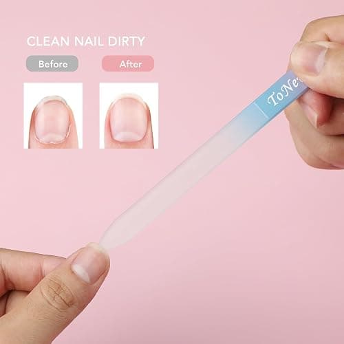Glass Nail File in Case, Glass Fingernail File, Czech File, Double-Sided Etched Nail File for Nail Art & Nail Care, Christmas Gifts Stocking Stuffers (Pink-Blue) thumbnail 6