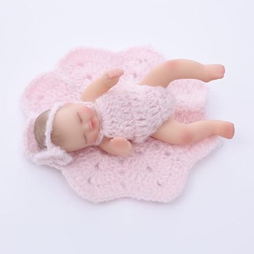 Cloveray 5 inch Mini Platinum Silicone Reborn Baby Doll, Tiny Silicone Baby Dolls，Realistic Newborn Baby Dolls Full Body Stress Relief, Decoration, Gifts, Collectible thumbnail 6