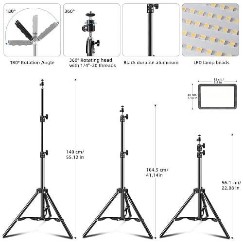 LED Video Light Kit 2Pcs, Hagibis Studio Lights 18 Color Filters for Photography Lighting with Adjustable Tripod Stand Streaming Lights for Photo Camera Recording Computer Zoom Stream TikTok YouTube thumbnail 3