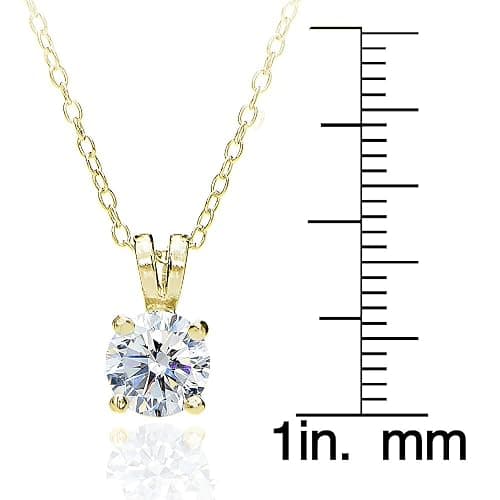 B. BRILLIANT Sterling Silver Round 6.5mm Solitaire 1ct AAA Cubic Zirconia Necklace for Women Bride thumbnail 3