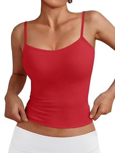 Trendy Queen Womens Adjustable Camisole Sleeveless Square Neck Spaghetti Strap Tank Tops Basic Shirt - Image 1