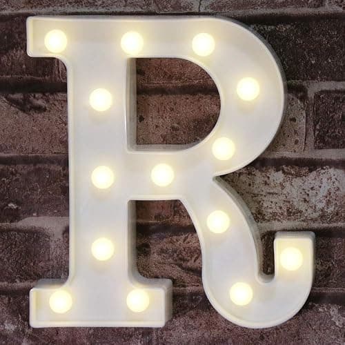 Pooqla LED Marquee Letter Lights Sign, Light Up Alphabet Letter for Home Party Wedding Decoration R - Warm White - Letter R - Image 1