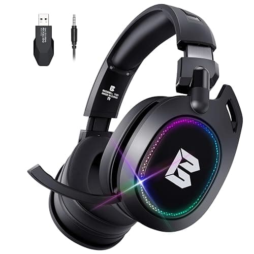 BENGOO Wireless Gaming Headset for PS5 PS4 PC Mac Nintendo Switch, Bluetooth Over-Ear Headphones with Noise Isolating Microphone, Low Latency, RGB, 50H Battery, Wired Mode for Xbox Series - Black - Black - Image 1