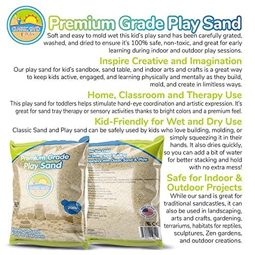 Classic Sand and Play Sand for Sandbox, Table, Therapy, and Outdoor Use, 20 lb. Bag, Natural, Non-Toxic, Wet Castle Building for Creativity and Stimulates Sensory Skills thumbnail 2