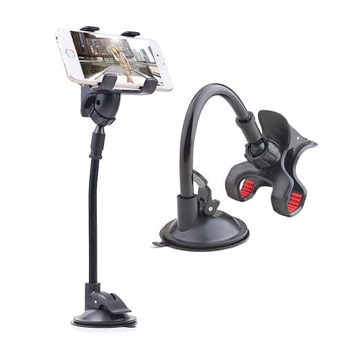 ivoler Car Phone Mount Windshield, Long Arm Clamp Universal Windshield with Double Clip Strong Suction Cup Cell Phone Holder Compatible with iPhone 15 14 13 Pro Max XS 7 8 Plus, Galaxy S24 S23 Ultra thumbnail 7
