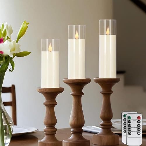 CAKETYCG 24-Pack LED Flameless Candles(14/16/18cm) with 4 Timers Remote - 3D Flickering Flame, Clear, Perfect Decor for Home & Events. thumbnail 7