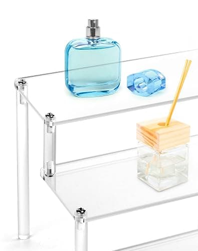 QWORK® Présentoir Acrylique à 3 Niveaux, 4mm d'épaisseur, 30x21x15cm - Présentoir Acrylique Transparent pour Figurines, Bijoux, Cupcake, Rouge à Lèvres, Vernis à Ongles, Épices thumbnail 5