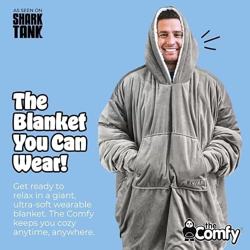 THE COMFY Original | Sherpa Lined Microfiber Fleece Wearable Blanket, Oversized Design with Hood and Pocket from Shark Tank thumbnail 3