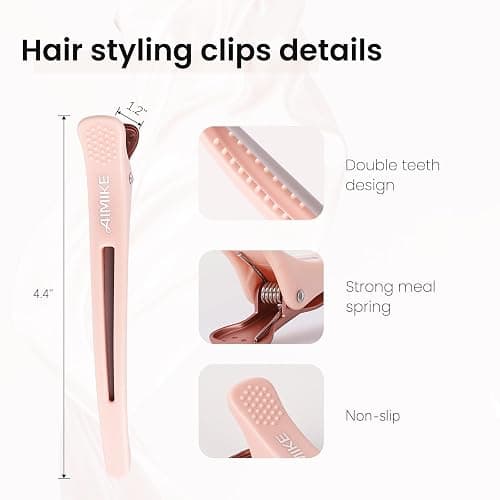 AIMIKE 4pcs Hair Clips for Styling Sectioning, No Crease Duck Billed Hair Clips with Silicone Band, Hair Styling Clips, Salon and Home Hair Cutting Clips for Hairdresser thumbnail 4