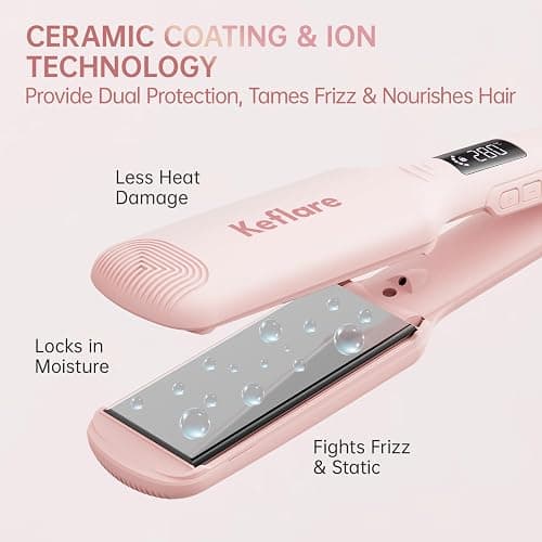 Keflare 1.7-inch Hair Straightener, Fast-Heating Flat Iron with 7 Adjustable Temperature Settings and Dual Voltage Auto-Adjustment, Suitable for Home and Global Travel thumbnail 7