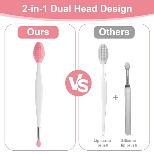 XLIUAX 10 Pcs Lip Scrub Brush, 3-in-1 Silicone Lip Brush Dual-ended Lips Scrubber Exfoliator Mask Applicator Facial Cleansing Brushes for Dark Lips Makeup Skincare Removal thumbnail 2