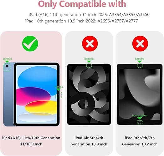 Wenlaty Compatible with iPad (A16) 11th Generation Case 11 Inch 2025, for iPad 10th Generation Case 10.9 Inch 2022 with Pencil Holder, Trifold Stand Protective Cover, Auto Wake/Sleep, Watermelon Pink thumbnail 5