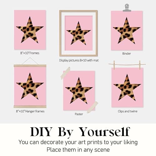 Locomiss Pink Leopard Wall Art Decor Posters, Trendy Y2K Leopard Girly Prints, Pink Funky Retro Cheetah Print Lucky 8 Ball Posters for Teen Girls Room College Dorm Decor, Set of 4 (8x10 Unframed) thumbnail 3