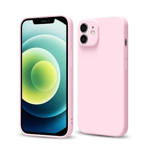 Svaove for iPhone 12 Phone Case Liquid Silicone, Thin Ultra Slim Minimalist Phone Cover, Girly Cute Plain Bright Solid Color Matte Soft Rubber Jelly Gel Plastic TPU Bumper, Light Pink - Image 1