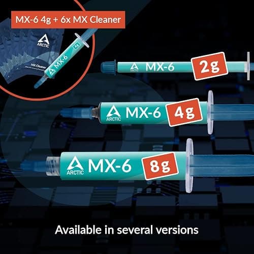 ARCTIC MX-6 (4 g, incl. 6 MX Cleaner) - Ultimate Performance Thermal Paste for CPU, Consoles, Graphics Cards, laptops, Very high Thermal Conductivity, Long Durability, Non-Conductive, Non-capacitive thumbnail 8
