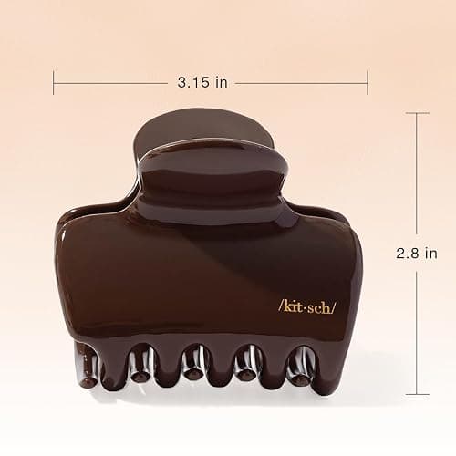 Kitsch Plastic Puffy Claw Clip for Women - 3.15 Inches Claw Clips for Full or Half Ponytail, Secure Hold for Thick Hair, Stylish Hair Accessories | Ideal Gifts for Women - Chocolate, 1pc thumbnail 4