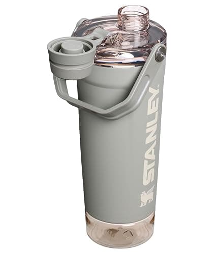 STANLEY Vitalize Shaker Bottle 20 oz | Leakproof Insulated Stainless Steel Shaker Cup | Base Storage and Twist On Fast Flow Lid | Protein Shakes and Pre Workout Powder | BPA-Free | Sage Grey thumbnail 4