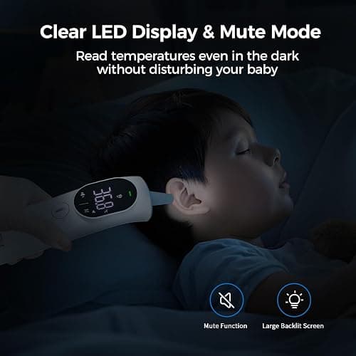 Thermometer Forehead and Ear Thermometer Digital Infrared Thermometer Baby Thermometer Accurate 1s Measure 40 Set Memory Mute Mode LED Screen for Adults Kids Fever Alarm with Storage Bag thumbnail 3