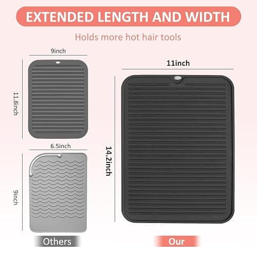 Quccefods Large Heat Resistant Silicone Mat for Hair Tools: Curling Iron, Flat Iron, Hair Straightener - Portable Hair Styling Pad Cover thumbnail 5