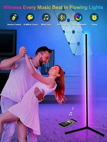 DeeprBling Lampadaire LED d'Angle, 165cm Lampe sur Pied RGB avec APP Contrôle et Télécommande,16 Millions Couleurs et 300 Modes, Musique Sync et Temporisation, Lampe d'Ambiance Moderne pour Salon thumbnail 2