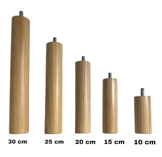 Mobiarioclichi Lot de 6 pieds de sommier en bois massif pour base tapissée avec vis M10 Différentes dimensions et couleurs 10 cm Naturel thumbnail 3