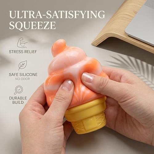 Ice Cream Squishy Toy, Slow Rise Sensory Fidget for Stress Relief, Soft Squeeze Desk Toy for Party Favors, Gifts, and Everyday Play (3-piece Set) thumbnail 2