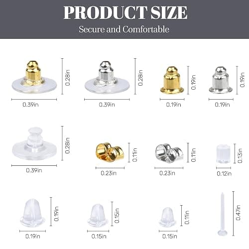 12 Styles Silicone Earring Backs for Studs/Droopy Ears/Heavy Earring, Clear Plastic Earrings 600Pcs Clear Soft Hypoallergenic Plastic Rubber Metal Backs Replacements Backings Clutch Stoppers thumbnail 3