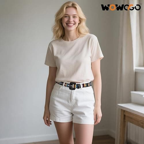 WOWOGO Woven Multicolor Belt for Women Boho Waist Belt with Square Buckle thumbnail 8
