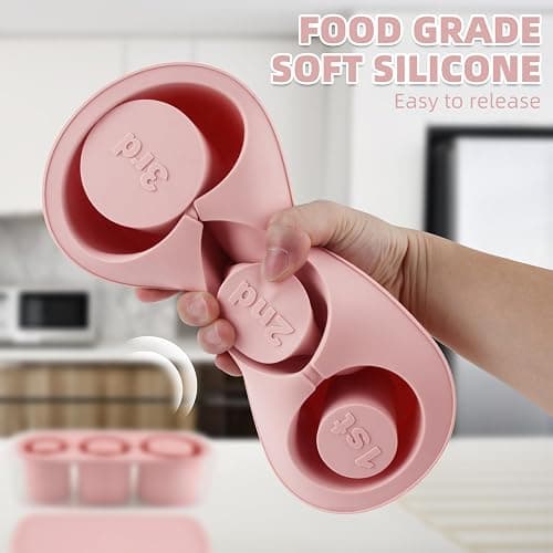 Fu Store Ice Cube Tray for Tumbler Cup 30-40 oz Tumbler 3pcs Silicone Ice Cube Molds With Lid and Bin for Chilling Cocktails Whiskey Drinks Juice Coffee Easy Fill and Release Ice Maker (Pink，40 oz) thumbnail 7