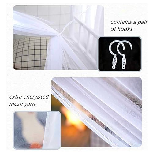 Eimilaly 8 Corner Bed Canopy Curtains for Girls Boys Bed Decor, Dormitory, Loft, Camping, Blue, 1.8M Single Bed thumbnail 6