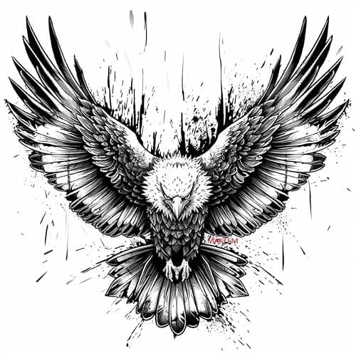 MAKTEM Majestic Soaring Bald Eagle Car Decal - Patriotic Splatter Art Vinyl Sticker for Trucks, SUVs, and Jeeps - Weatherproof Outdoor Graphic - Black & White Artistic Flying Bird Design (Eagle wings) - Image 1