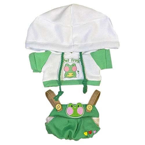 niannyyhouse 20cm Plush Doll Clothes Frog Puppy Lamb Penguin Hoodie Strap Pants 8in Soft Stuffed Plush Toy Dress up (a-1) - Image 1