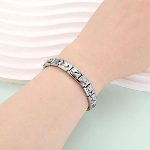 papasgix 1-5pcs Custom Italian Charms Links with Text, Personalized Gold Italian Charms Italian Silver Charm Bracelet Link Personalized Bracelet DIY Gift thumbnail 7