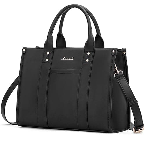 LOVEVOOK Purse for Women Leather Tote Bag Purse and Handbags, Satchel Shoulder Crossbody Top Handle Bags with Zipper - Vegan Leather-black