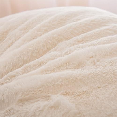 A Nice Night Faux Fur Reading Pillow Bed Wedge Large Adult Children Backrest with Arms Back Support for Sitting Up in Bed/Couch for Bedrest,Ivory thumbnail 8